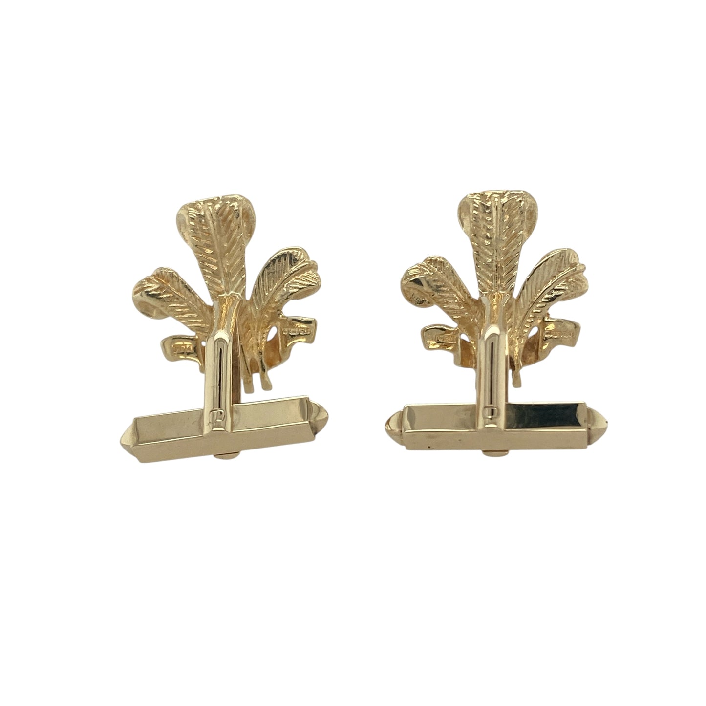9ct Gold Welsh Three Feathers Cufflinks