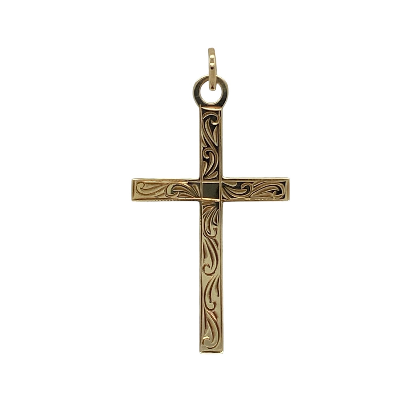 9ct Gold Patterned Cross Pendant