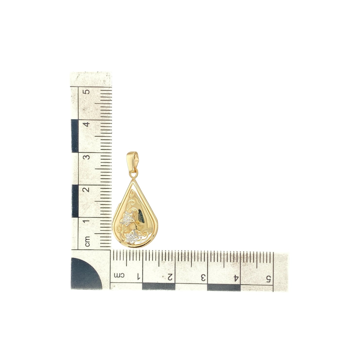 9ct Gold Flower Patterned Teardrop Locket
