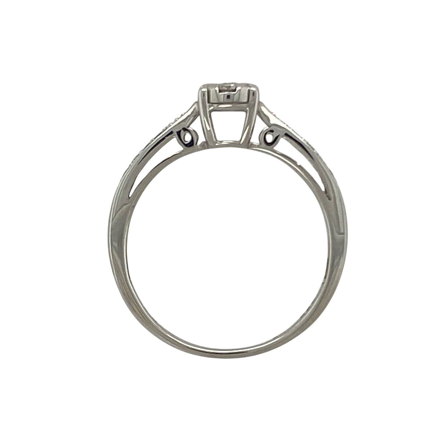 9ct White Gold & Diamond Set Cluster Solitaire Ring