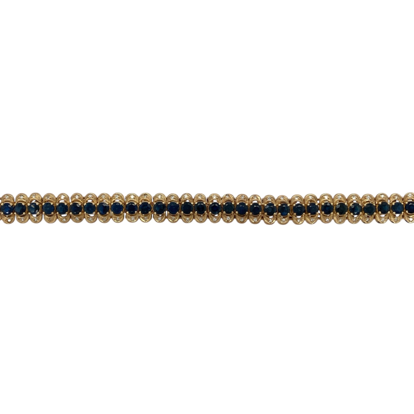 14ct Gold Diamond & Sapphire Set 7" Bracelet