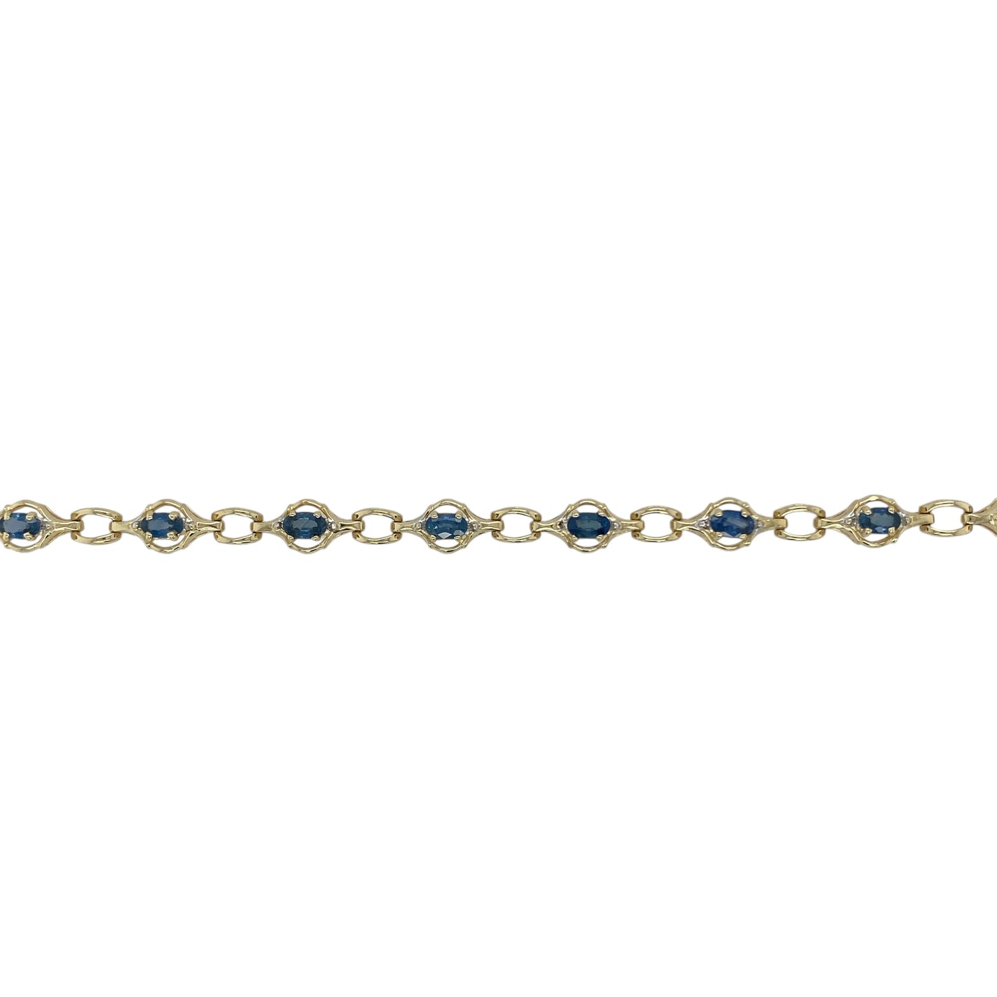 14ct Gold Diamond & Sapphire Set 7.25" Bracelet
