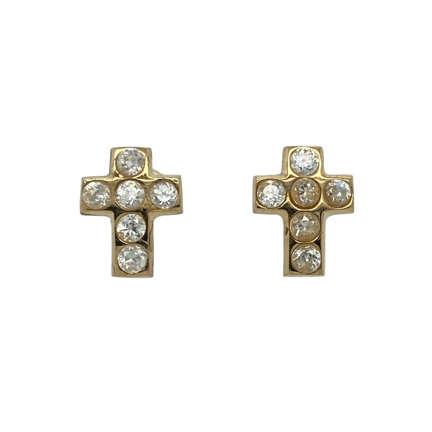 Bring radiant sparkle and classic charm to your jewellery collection with these pre-owned 9ct yellow gold and cubic zirconia set cross stud earrings—perfect for adding a touch of elegance to any occasion.
Design: Each earring features a traditional cross design adorned with shimmering cubic zirconia stones, offering a refined balance of brilliance and faith-inspired style.
Material: Made from 9-carat yellow gold, the polished finish enhances the sparkle of the stones and adds warmth to the overall look.