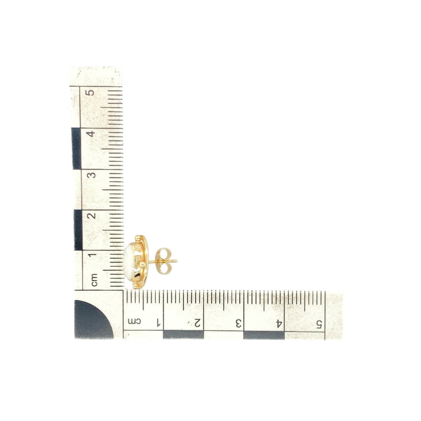 9ct Gold & Oval Opalique Set Stud Earrings
