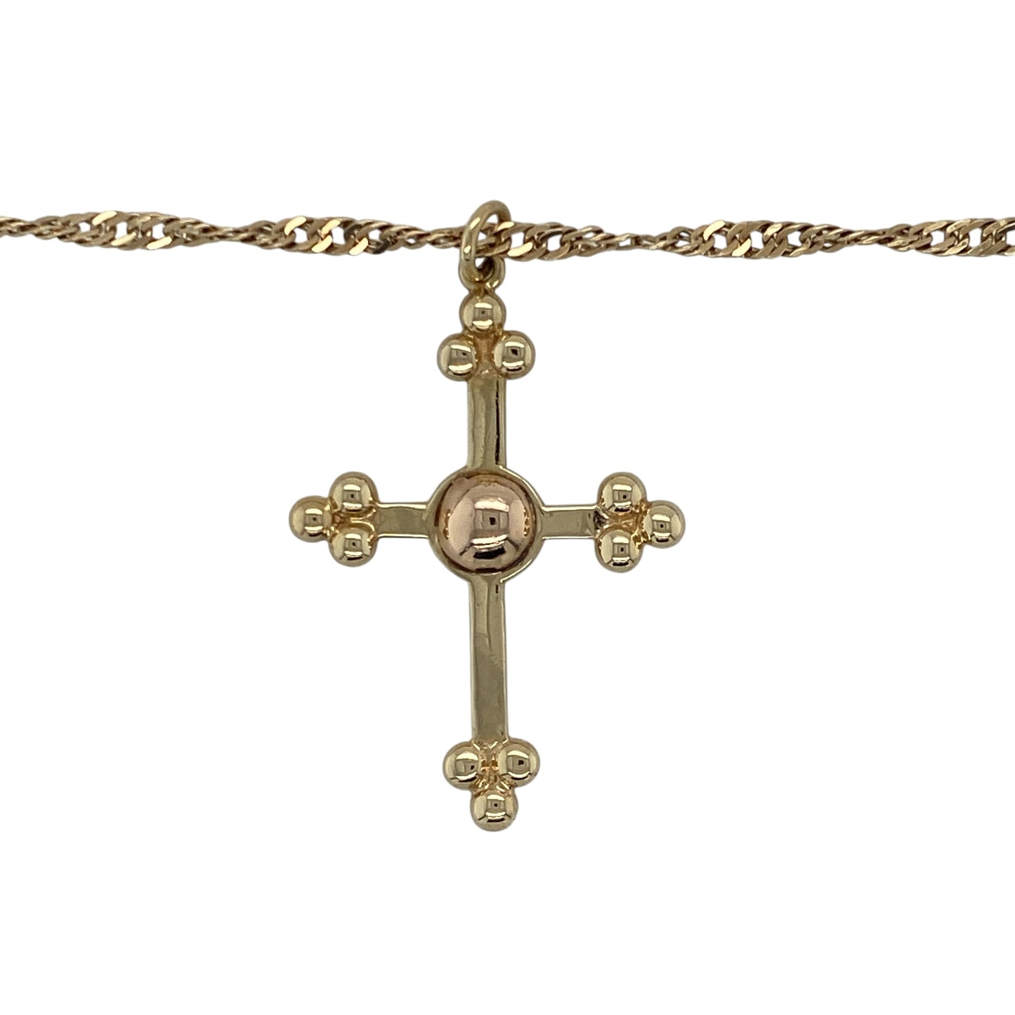 Bring faith and elegant contrast to your collection with this pre-owned 9ct yellow and rose gold Clogau cross pendant necklace—perfect for adding meaningful style to any occasion.
Design: The necklace features a beautifully detailed Clogau cross pendant measuring 3.8cm long including the bail, combining warm rose gold accents with classic yellow gold for a timeless and symbolic design. The subtle contrast between the two tones enhances the intricate craftsmanship.
