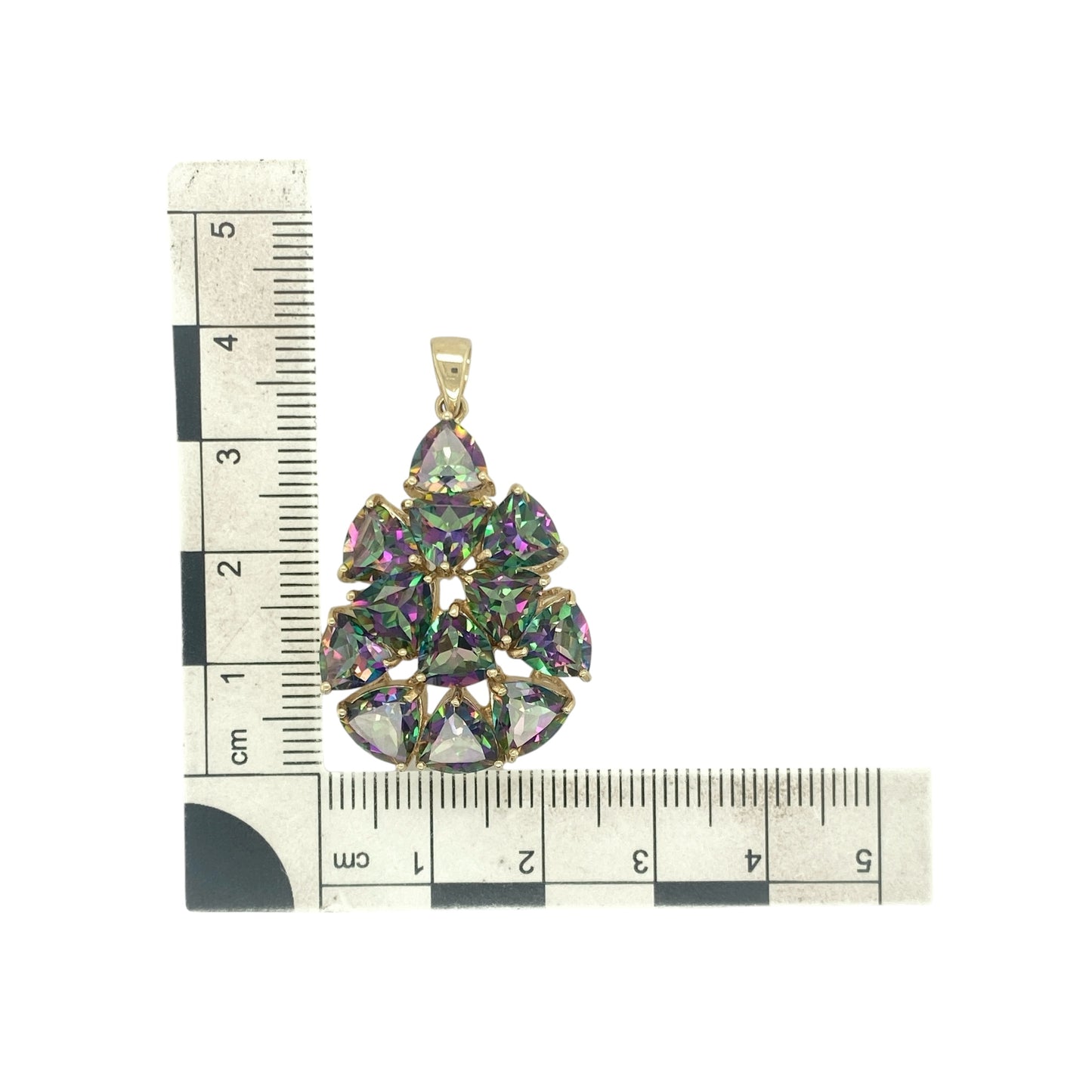 9ct Gold Mystic Topaz Stone Set Cluster Pendant