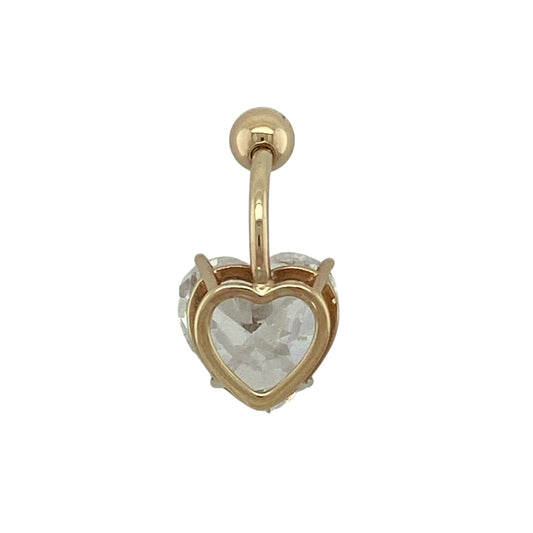 Bring playful sparkle and stylish charm to your jewellery collection with this pre-owned 9ct yellow gold and cubic zirconia set heart belly bar.
Design: The belly bar features a heart-shaped cubic zirconia centrepiece measuring approximately 12mm, creating a bold and eye-catching look with plenty of sparkle.
Material: Made from 9-carat yellow gold, the warm polished finish beautifully complements the brilliance of the cubic zirconia stone.