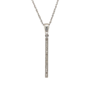 9ct White Gold & Diamond Set Bar 18" Necklace