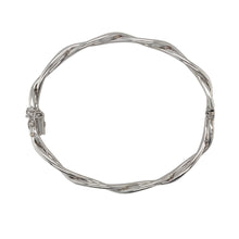 Load image into Gallery viewer, 9ct White Gold Open Weave Hinged Oval Bangle
