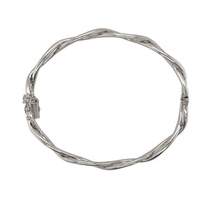 9ct White Gold Open Weave Hinged Oval Bangle