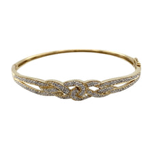 Load image into Gallery viewer, 9ct Gold &amp; Diamond Set Celtic Knot Bangle
