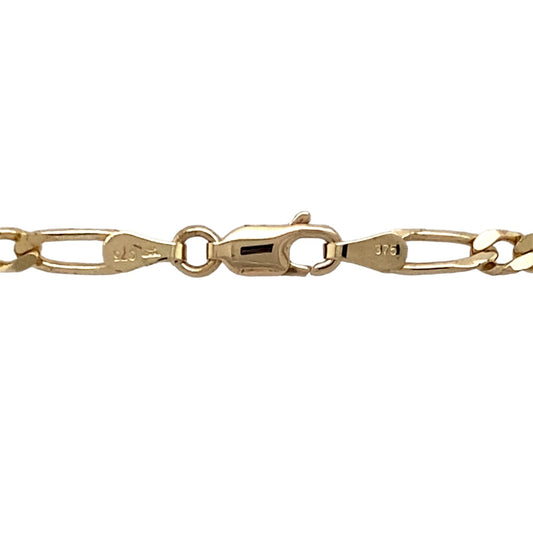 Preowned 9ct Yellow Gold 18" Figaro Chain with the weight 9.70 grams and link width approximately 3mm