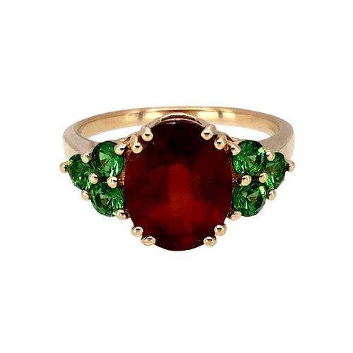 9ct Gold & Red and Green Stone Set Dress Ring
