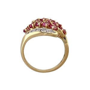 9ct Gold Diamond & Pink Cubic Zirconia Cluster Dress Ring