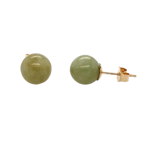 9ct Gold & Jade Ball Stud Earrings
