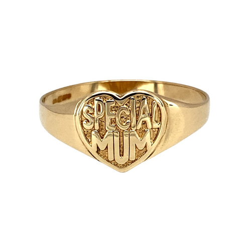9ct Gold Special Mum Heart Signet Ring