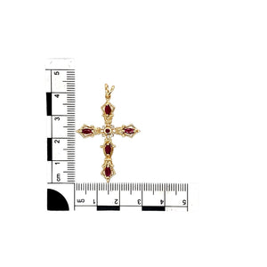 9ct Gold Diamond & Ruby Set Cross Pendant