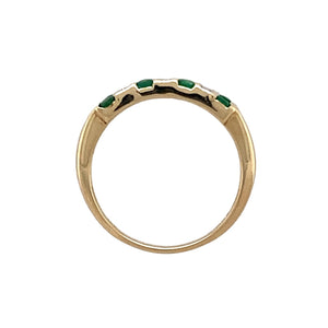 9ct Gold Diamond & Emerald Set Band Ring