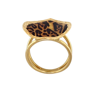 18ct Gold Leopard Print Heart Dress Ring