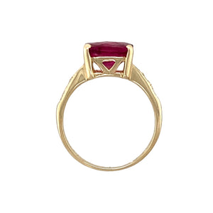 9ct Gold Diamond & Pink Stone Set Ring