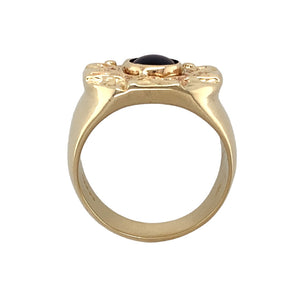 9ct Gold & Garnet Set Celtic Style Signet Ring