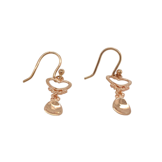 Preowned 9ct Rose Gold Clogau Lovespoon Drop Earrings with the weight 1.50 grams