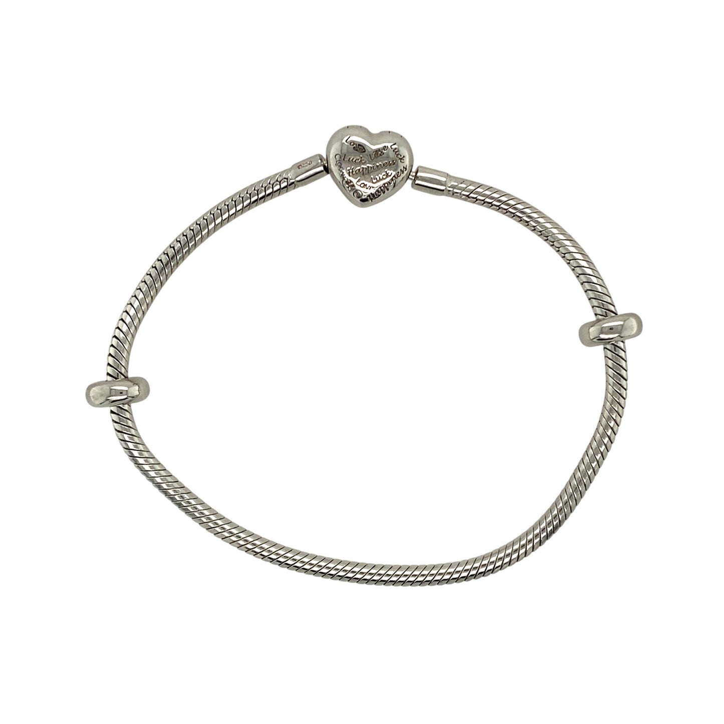 Preowned 925 Silver Clogau with 9ct Rose Clogau Heart 7.5" Charm Bracelet with the weight 15.10 grams