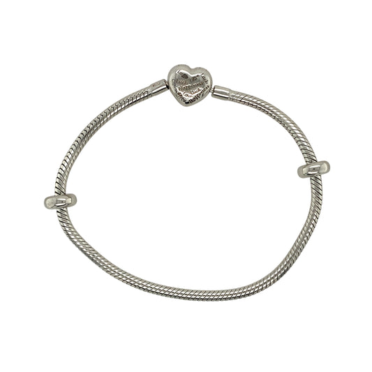 Preowned 925 Silver Clogau with 9ct Rose Clogau Heart 7.5" Charm Bracelet with the weight 15.10 grams