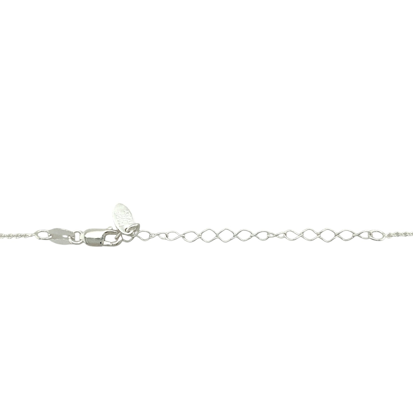 925 Silver & Blue Topaz Set Flower March Birthstone 16" - 18" Necklace