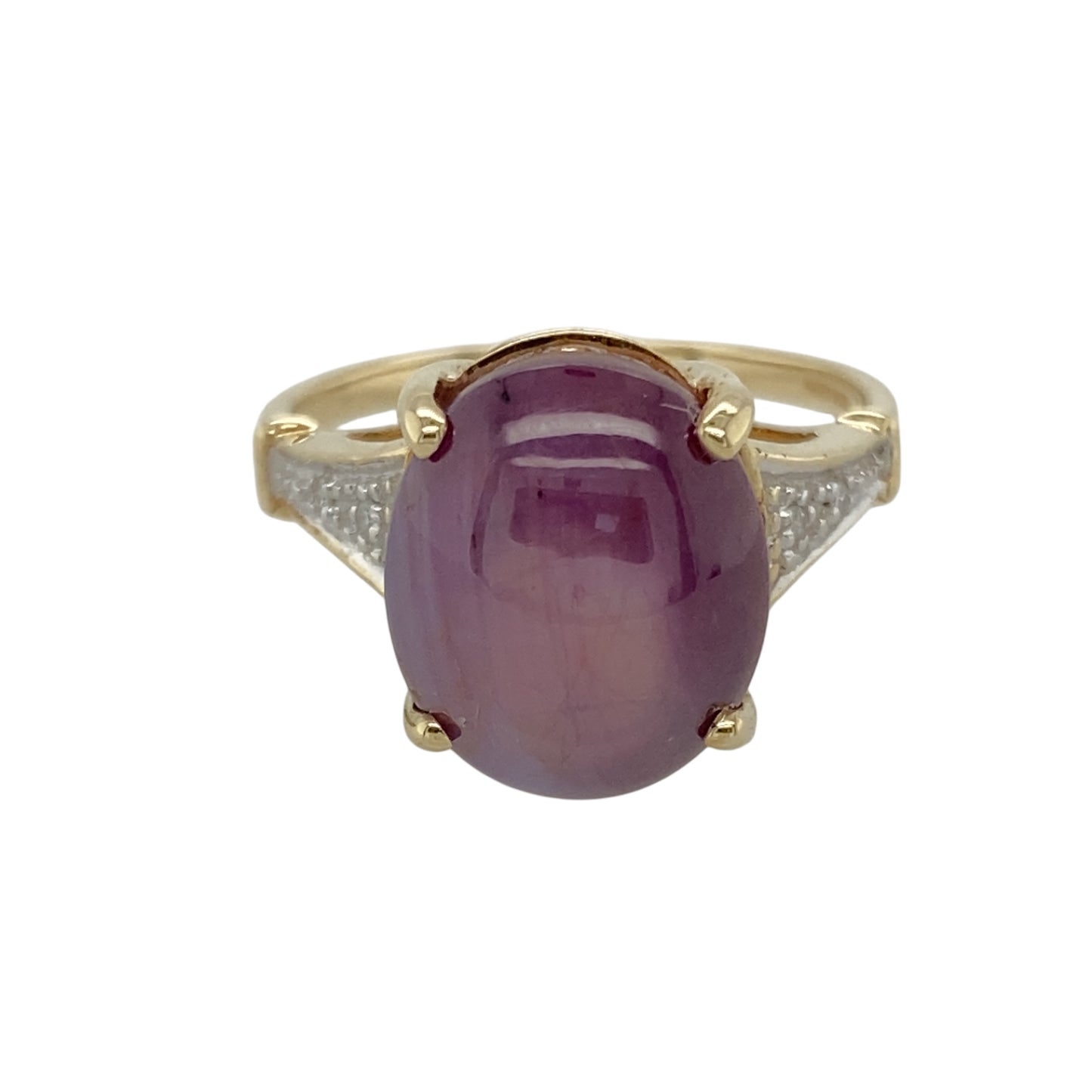 9ct Gold Diamond & Purple Stone Set Ring
