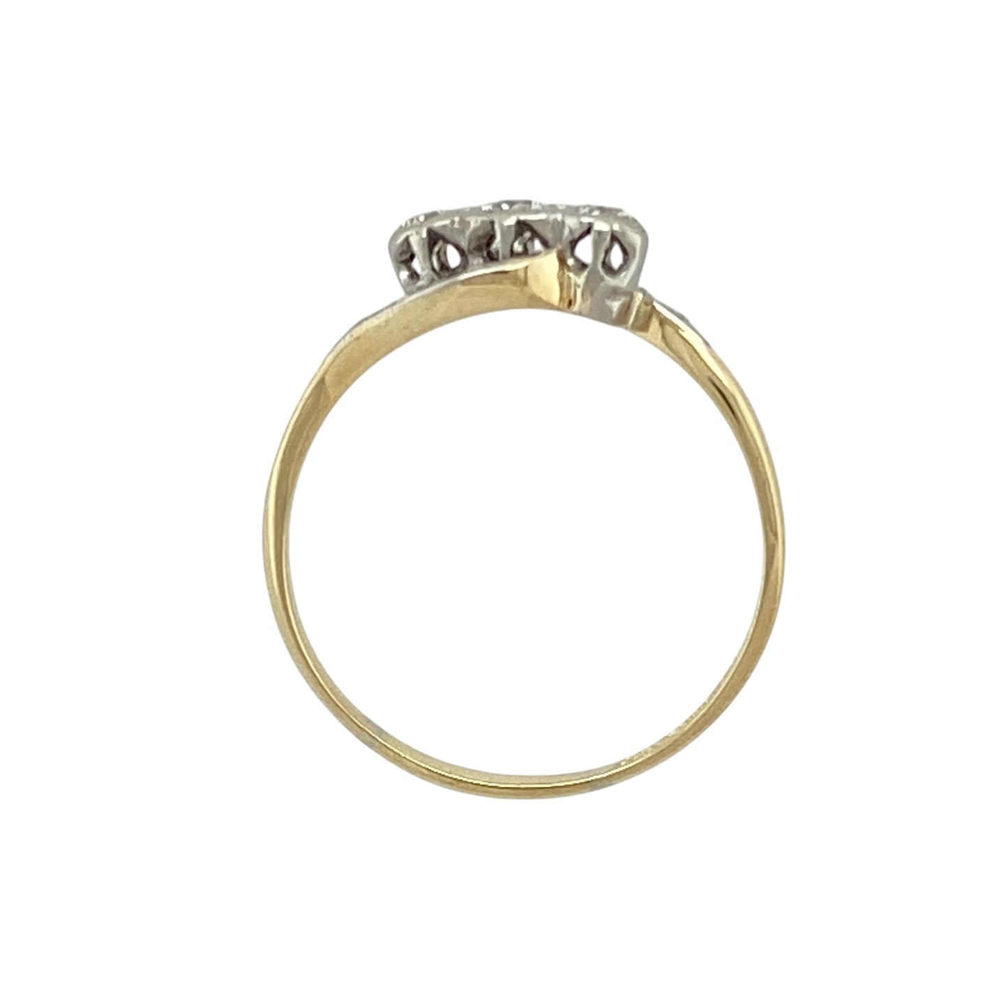 18ct Gold & Platinum Diamond Set Twist Trilogy Ring
