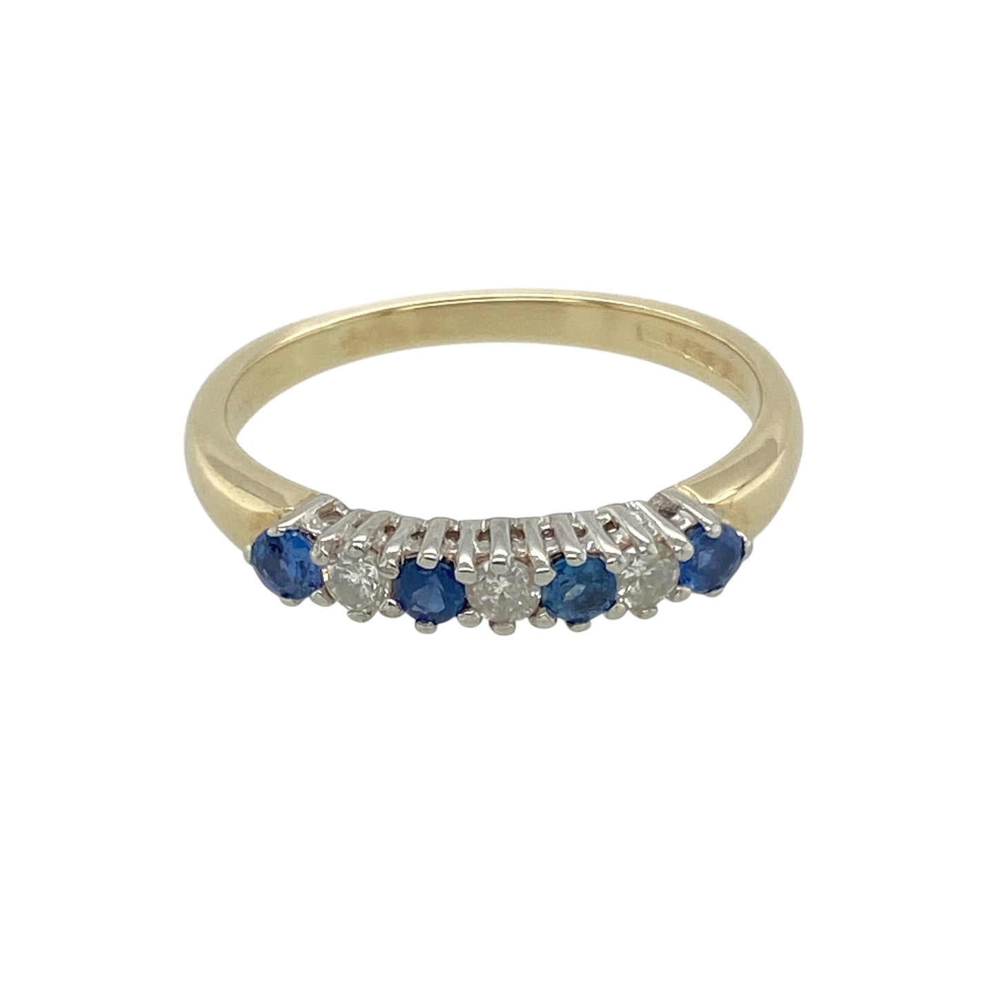 9ct Gold Diamond & Sapphire Set Band Ring