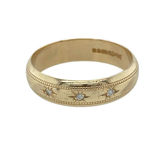 9ct Gold & Diamond Set Band Ring