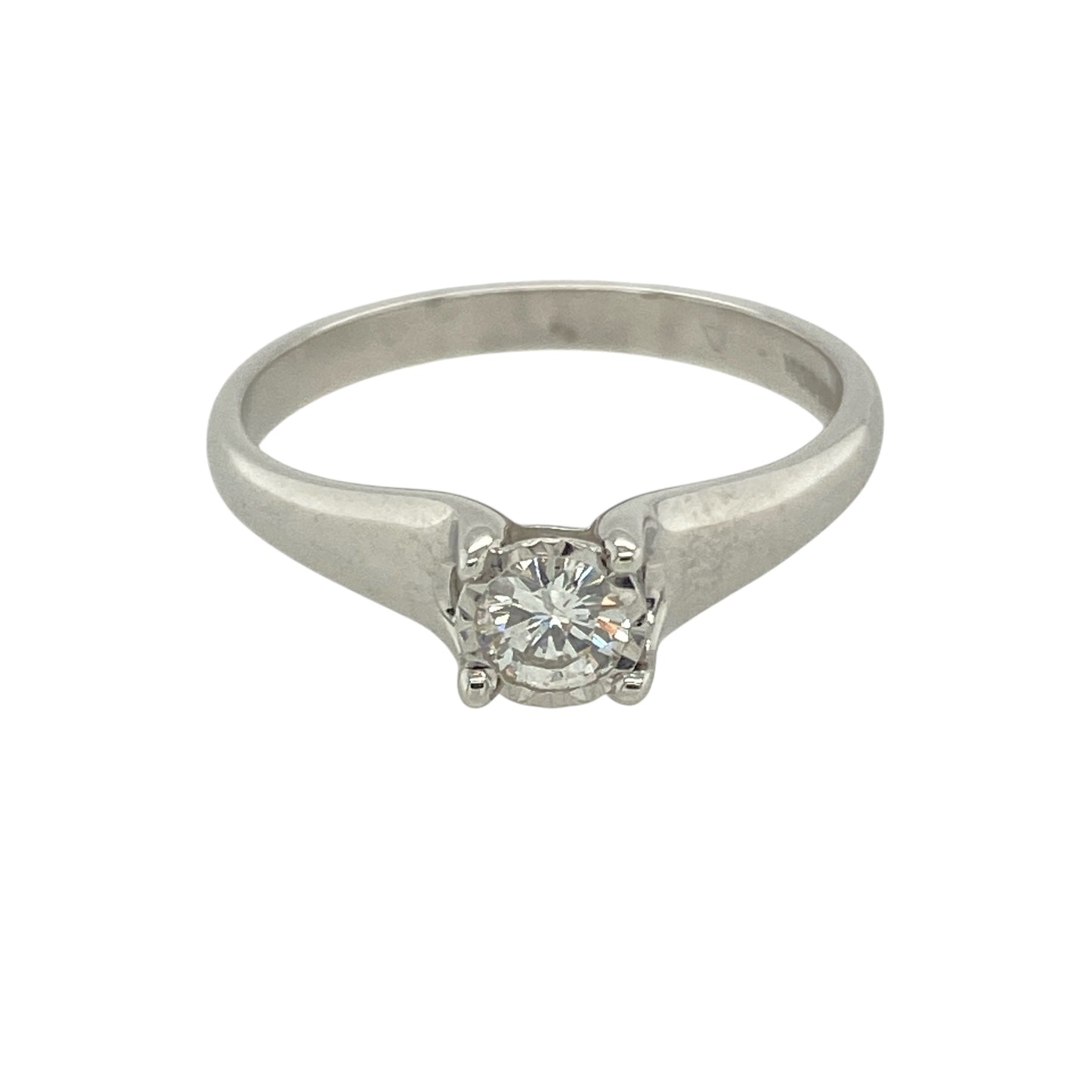 18ct White Gold & Diamond Set Illusion Set Solitaire Ring