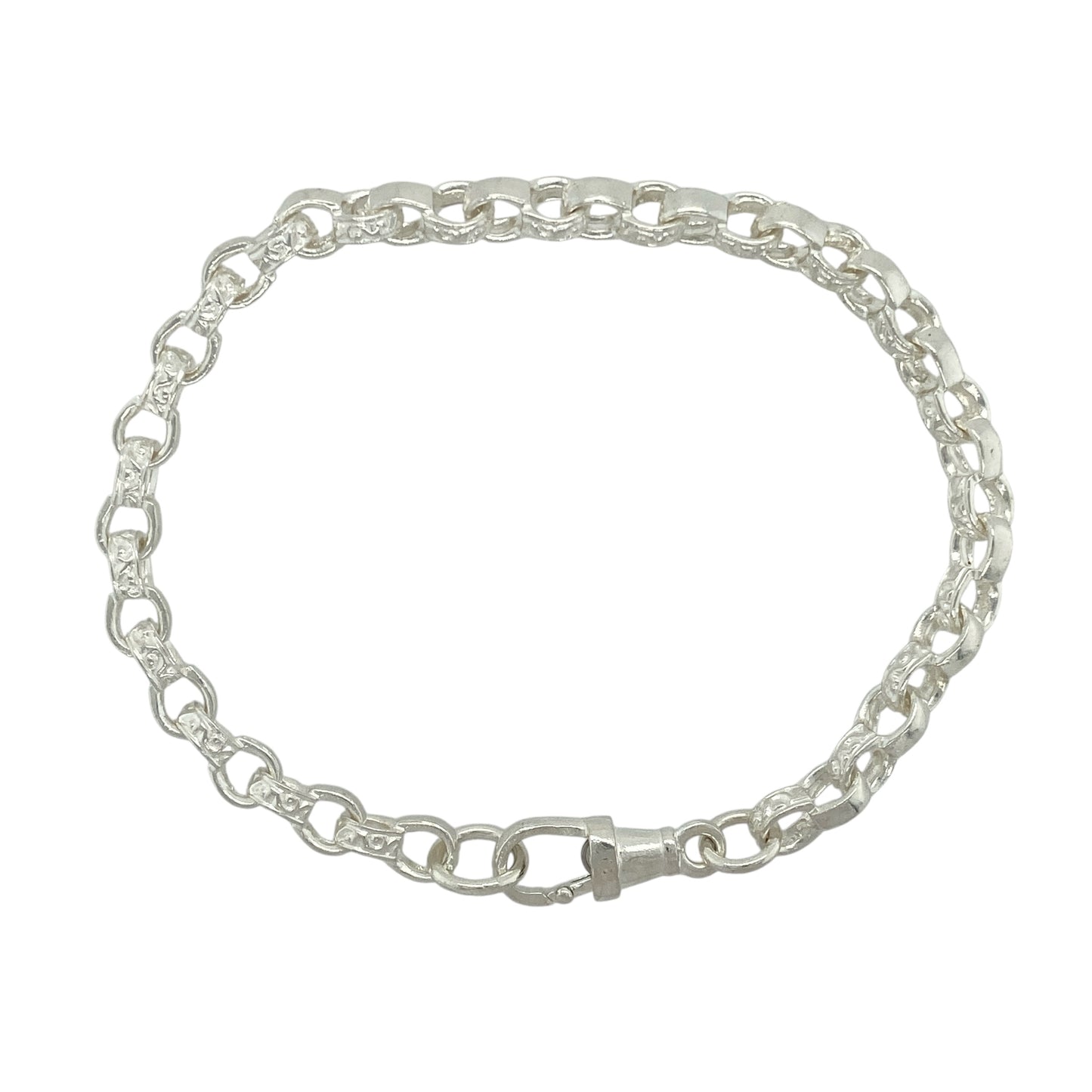 New 925 Silver 7.5" Patterned Engraved Belcher Bracelet