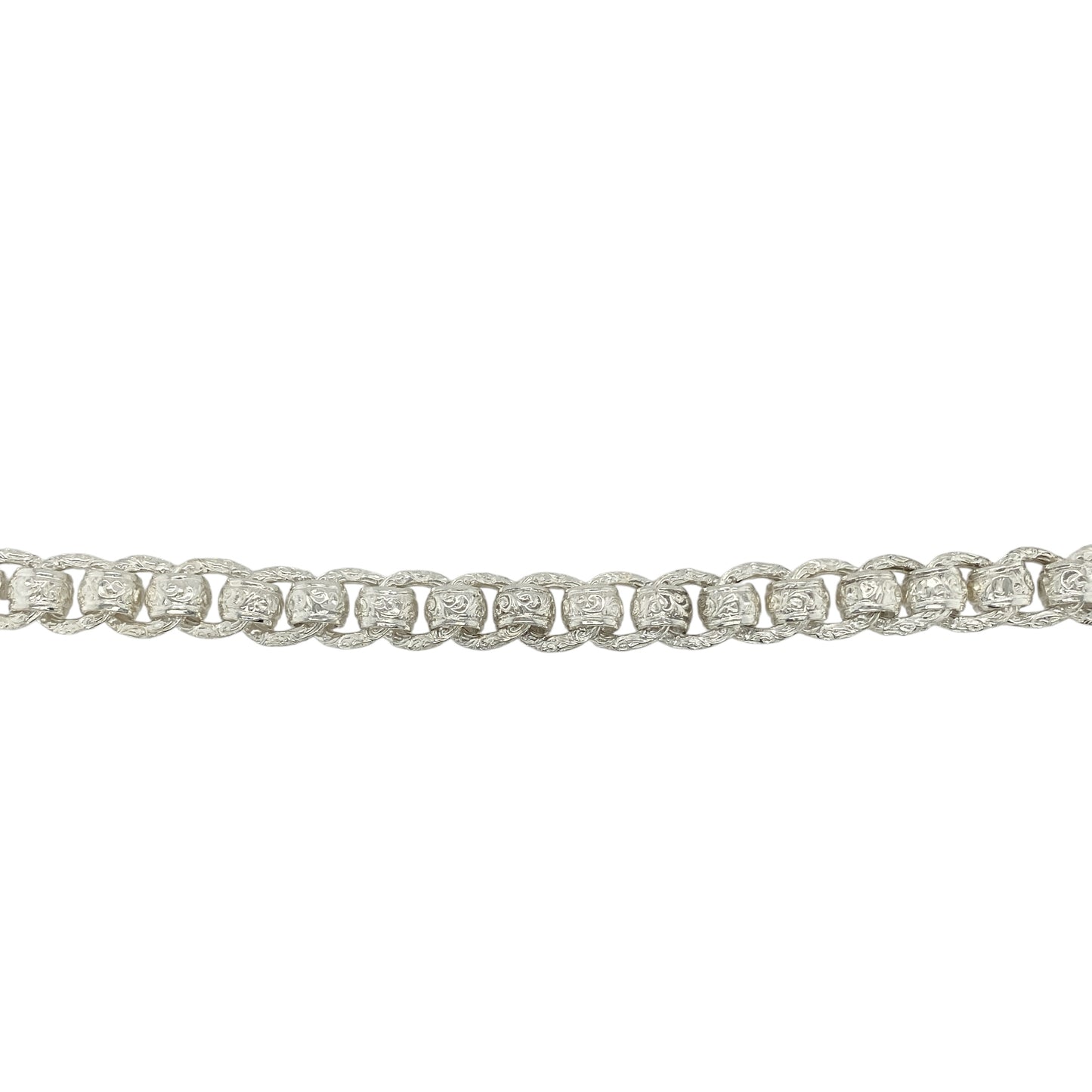 New 925 Silver 8.5" Patterned Engraved Rollerball Bracelet