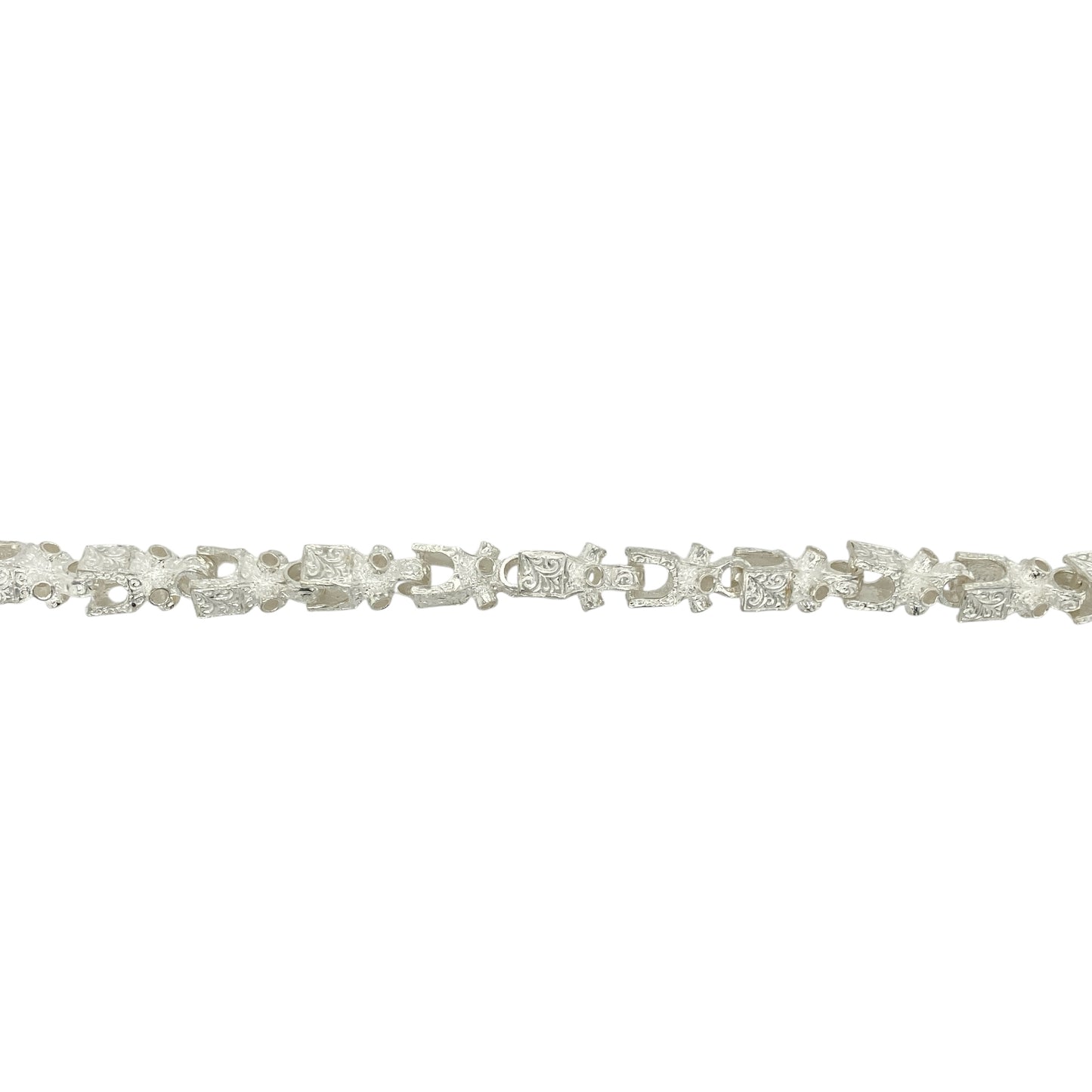 New 925 Silver 8" Patterned Lego Link Bracelet