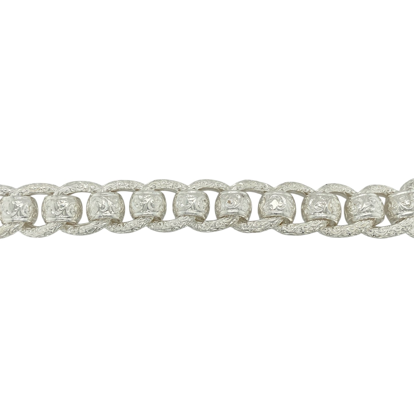New 925 Silver 9" Patterned Rollerball Bracelet