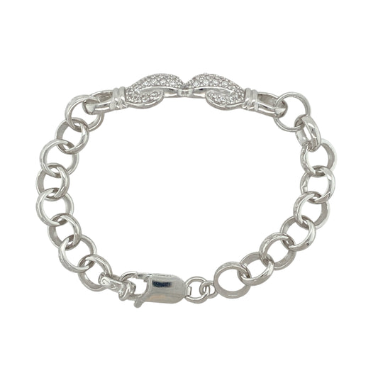 New 925 Silver & Cubic Zirconia Set Boxing Glove 5" Children's Bracelet