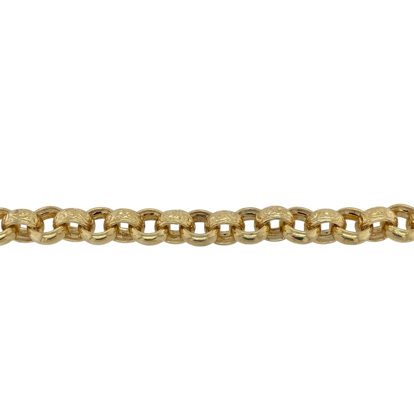 New Solid 925 Silver Heavily 9ct Gold Plated 8.5" Patterned Belcher Bracelet