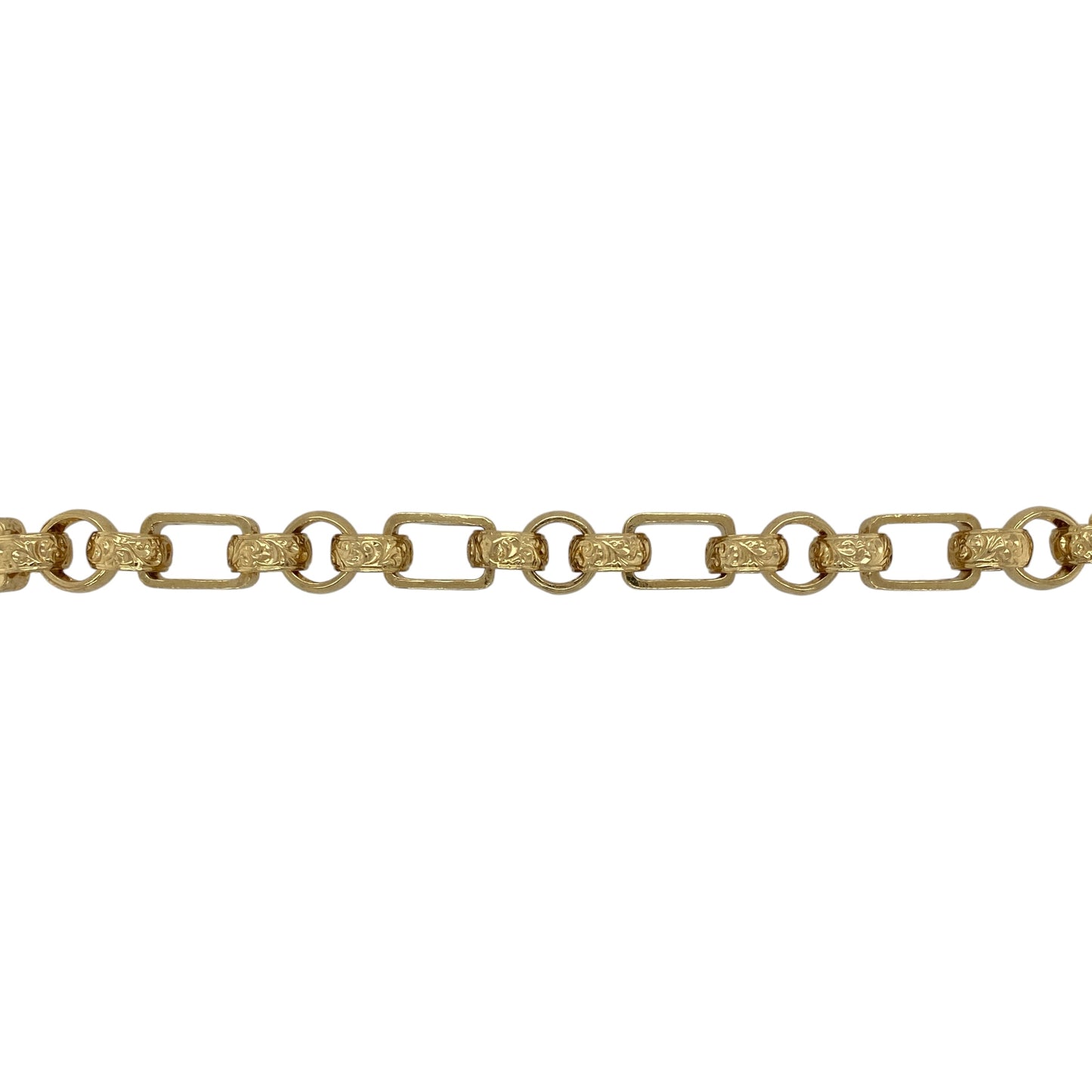 New Solid 925 Silver Heavily 9ct Gold Plated 8.5" Patterned Engraved Gypsy Style Link Bracelet