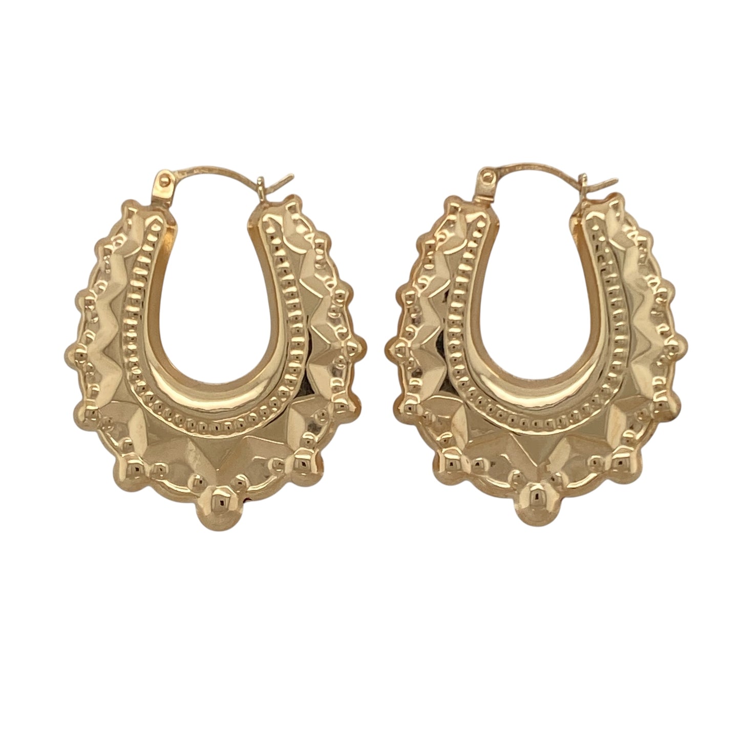 New 9ct Gold 24mm Fancy Oval Creole Earrings