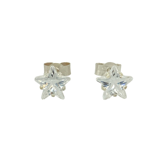 New Silver Cubic Zirconia Star Stud Earrings with the weight 0.70 grams