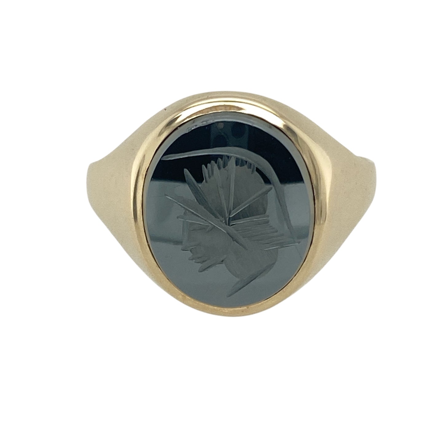 9ct Gold & Hematite Centurion Set Oval Signet Ring