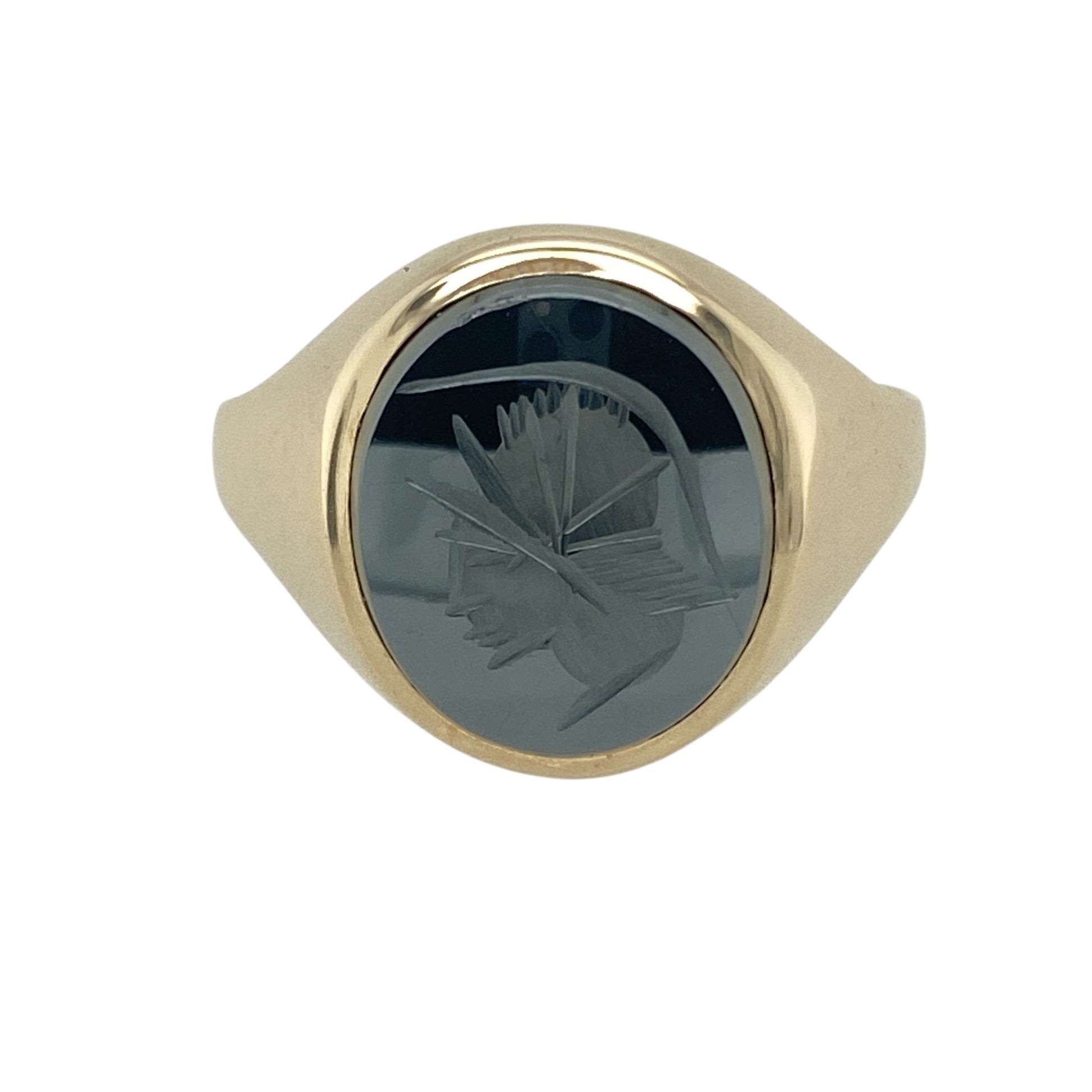 9ct Gold & Hematite Centurion Set Oval Signet Ring