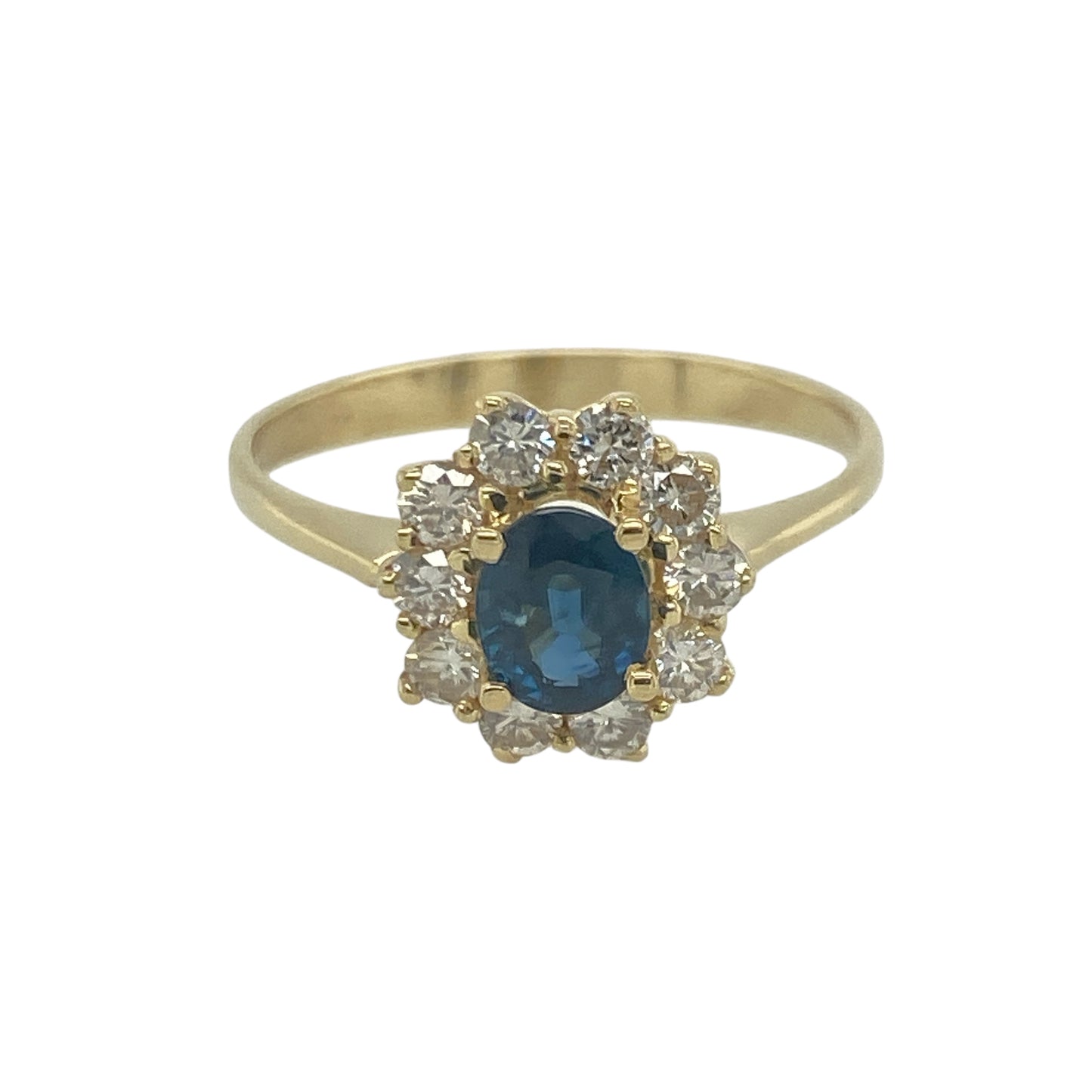 18ct Gold Diamond & Sapphire Set Cluster Ring