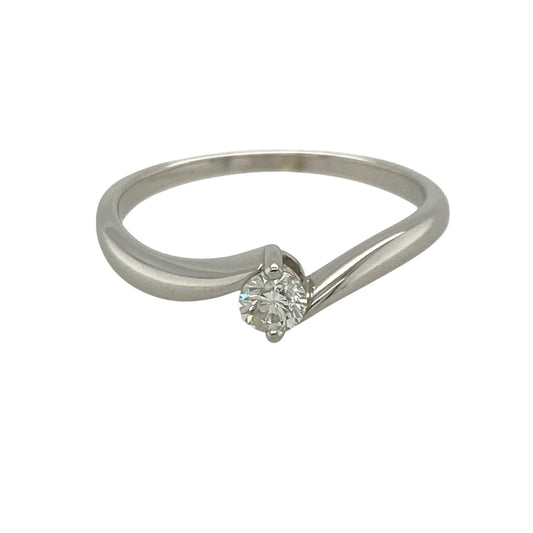 9ct White Gold & Diamond Set Solitaire Ring