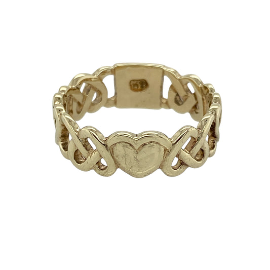 9ct Gold Heart Celtic Open Patterned Band Ring