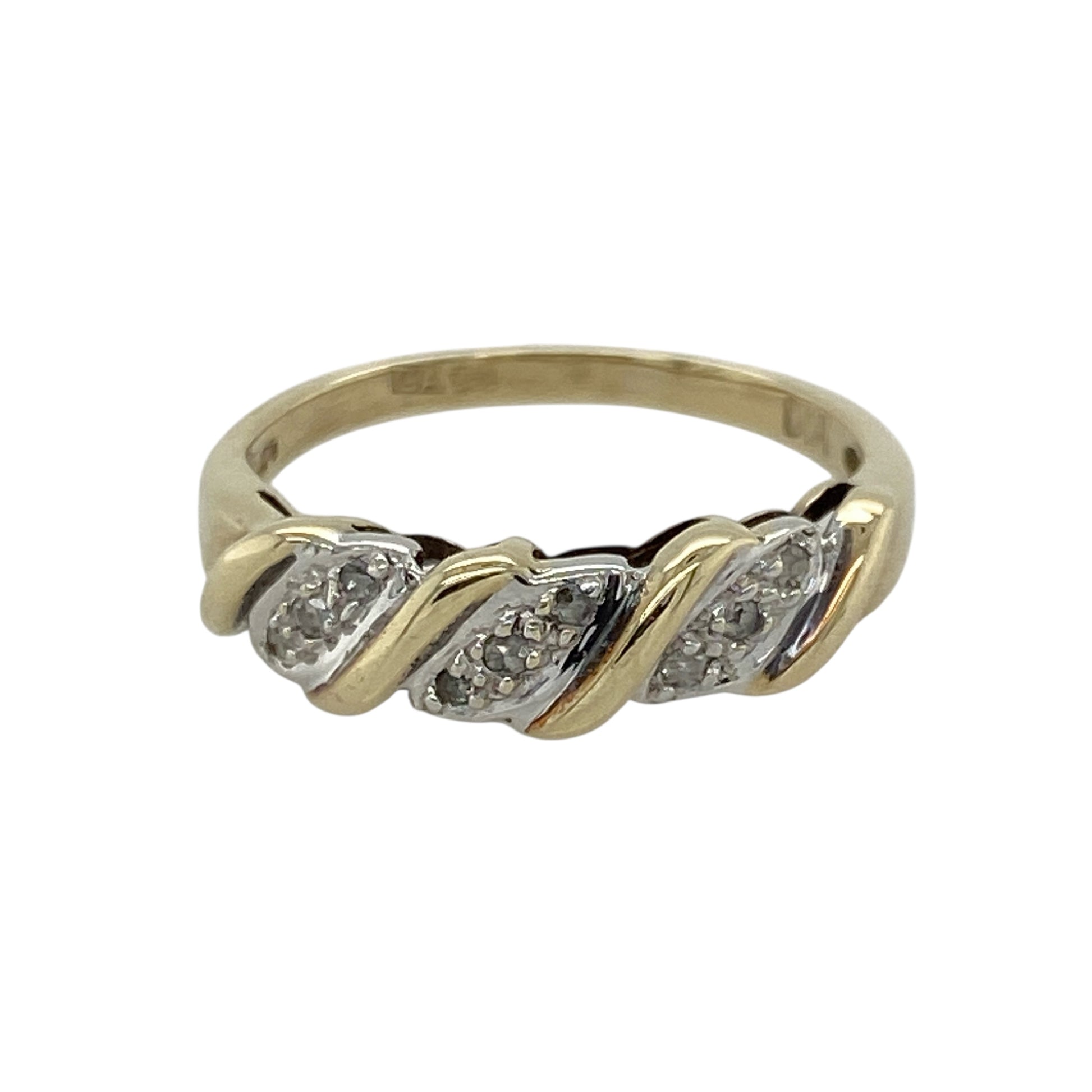 9ct Gold & Diamond Set Twist Band Ring