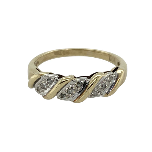 9ct Gold & Diamond Set Twist Band Ring